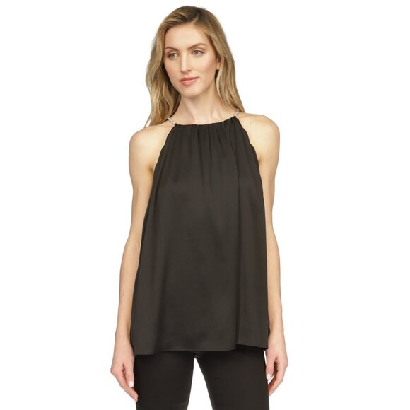 Michael Kors Women's Satin Chain Halter Top Black Size XL SALE $125 - Picture 1 of 4